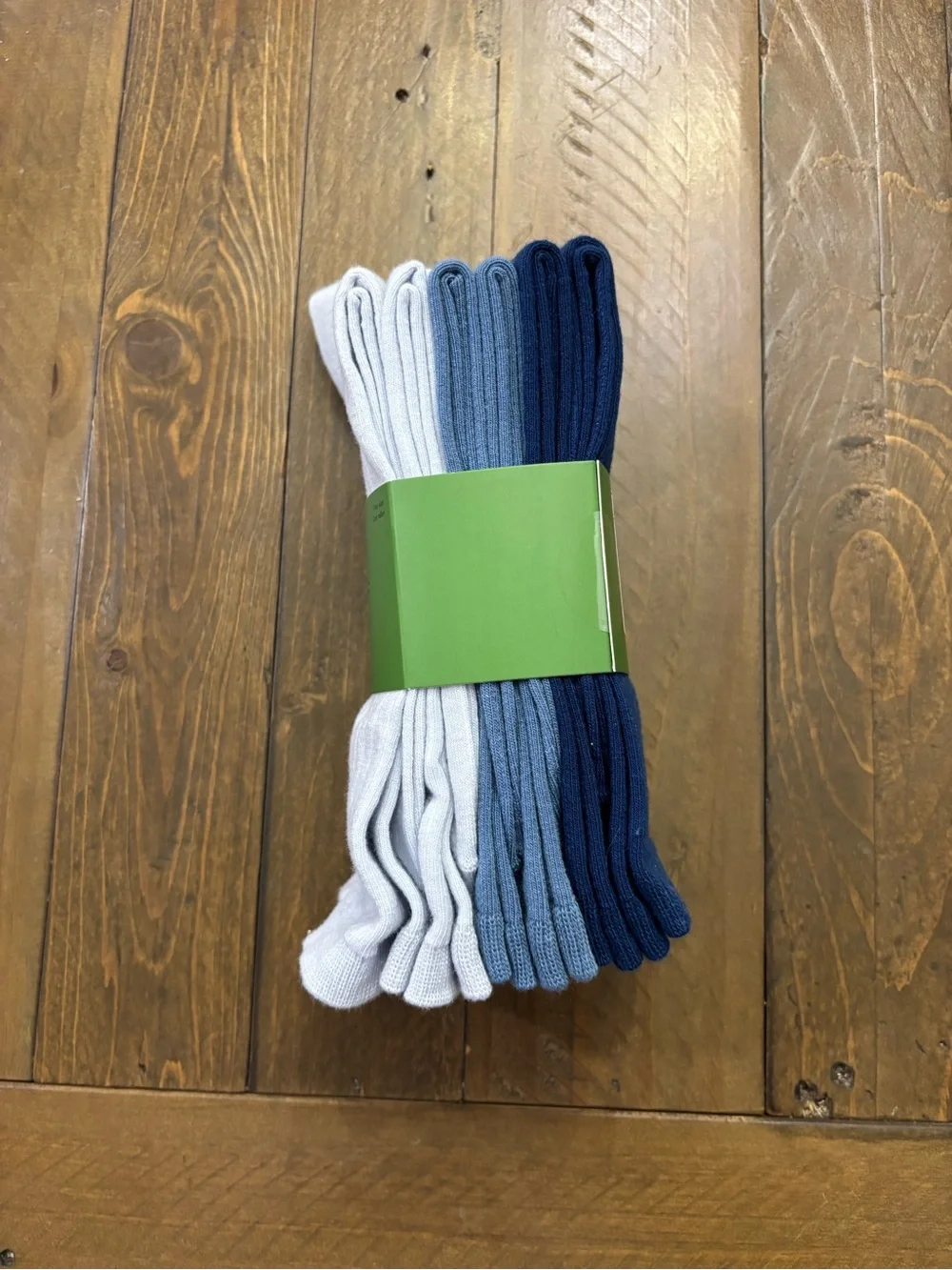 Kate Spade Blue Crew Socks with Black Heart Motif